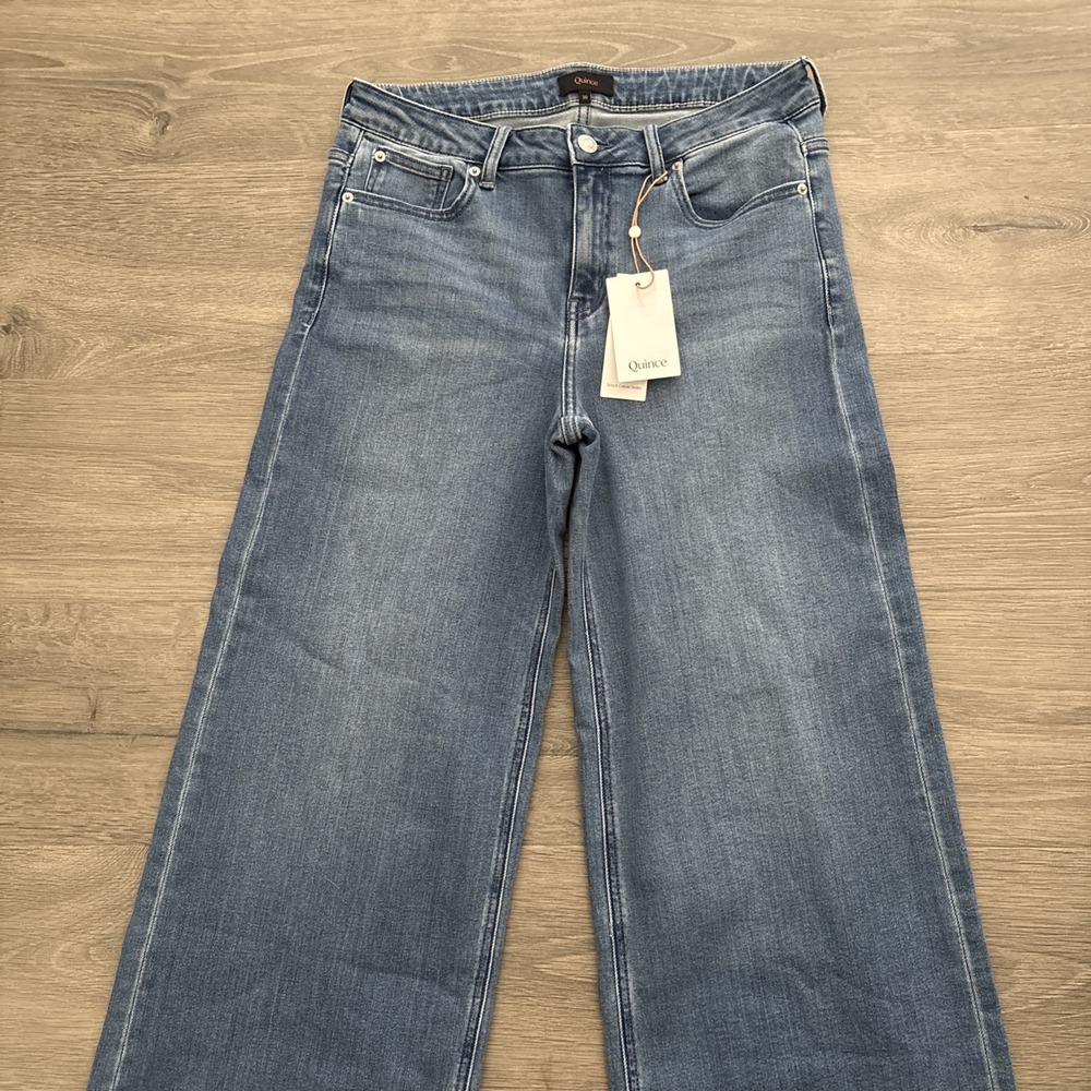 Quince Women Luna Stretch Wide Leg Jeans Seaside Blue size 30 NWT - Picture 3 of 10